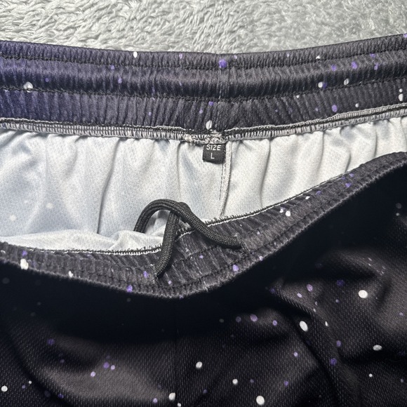 Bacon And Barbells Men's SZ L Training Shorts Fitness Purple Galaxy Design - Picture 9 of 12